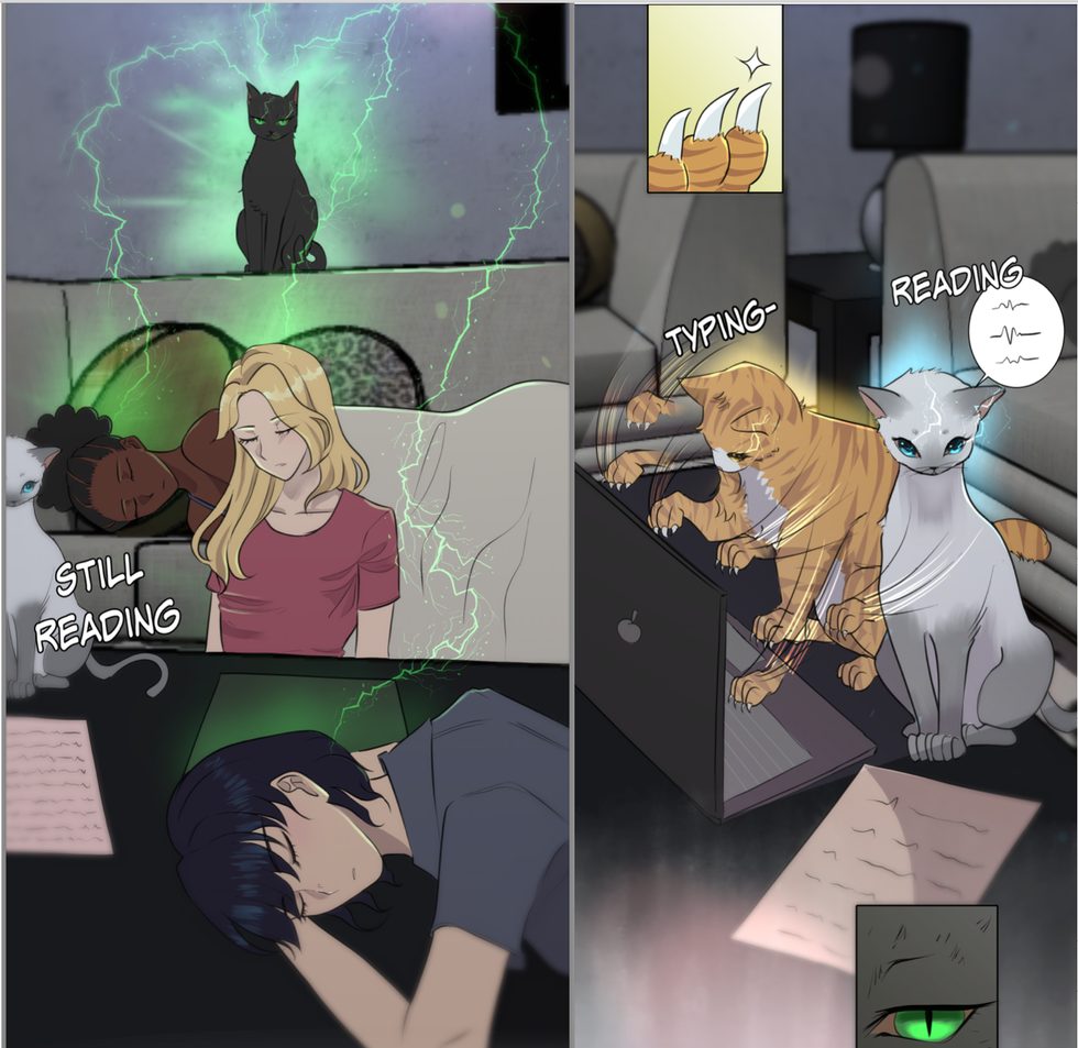 Cats and Girls, webtoon panels